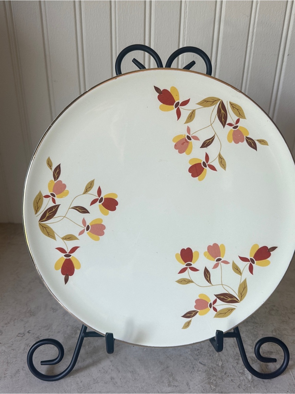 Vintage Superior Hall China Autumn Leaf Cake Plate Hot Plate Trivet 9.75” EUC